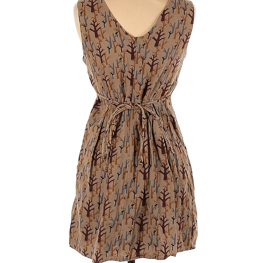 Sleeveless Tan Tree-Print Midi Dress - Picture 2 of 7